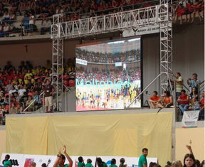 Indoor SMD 3 in 1 Led Stage Backdrop Screen P7.62 1 / 8 Scan IP45 220V / 50Hz